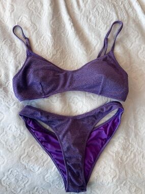 4GIVENESS Glittery Purple Bikini Set Size M